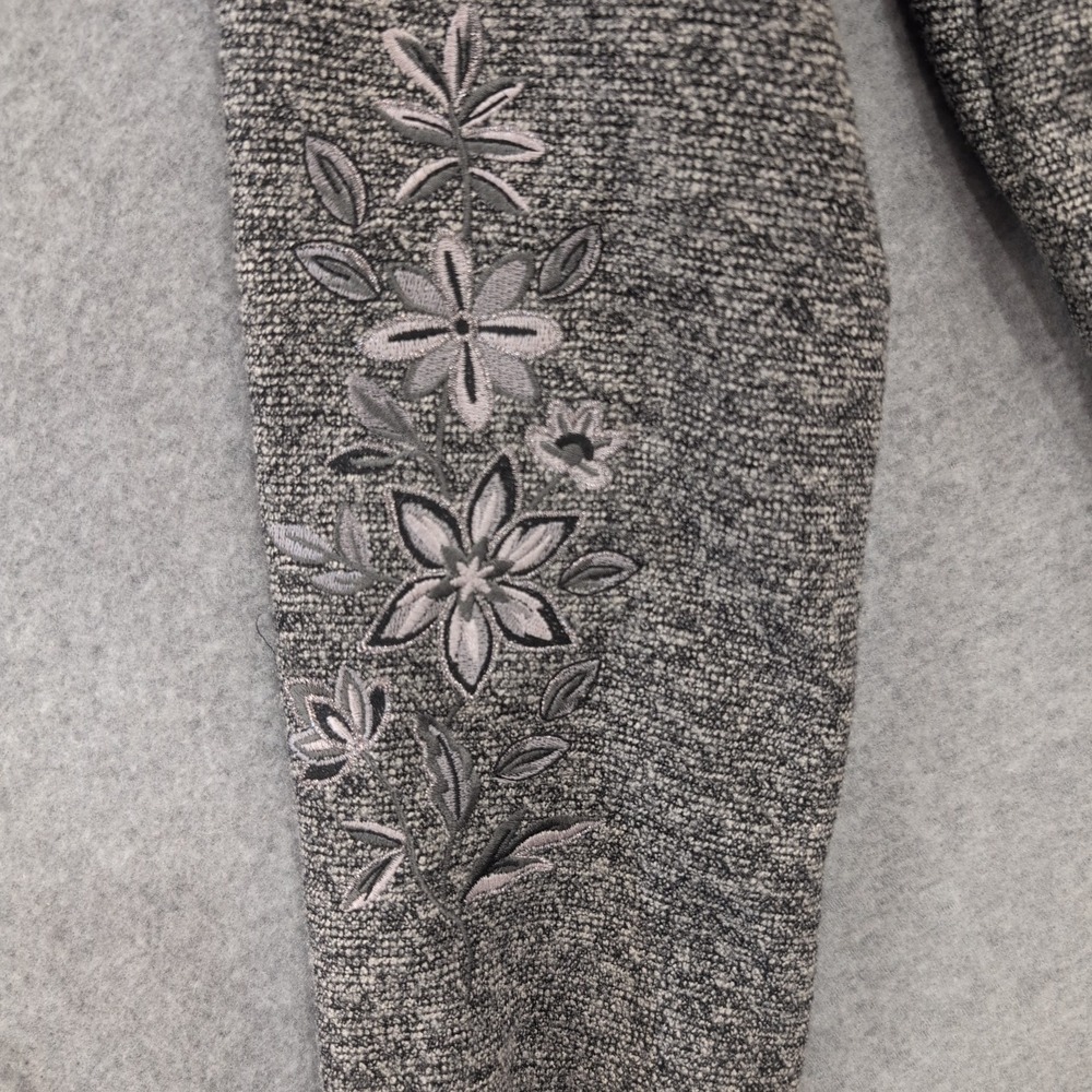 Bon Worth Womens Gray Floral Embroidered Zip Up Jacket Size L - Picture 5 of 6